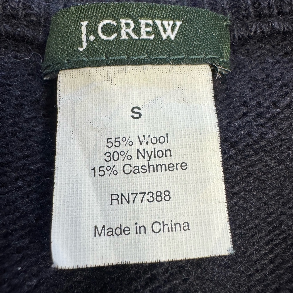 J. Crew Womens Sz S Navy Blue Exaggerated Neck Wool Cashmere Cardigan Open Front - Picture 2 of 4